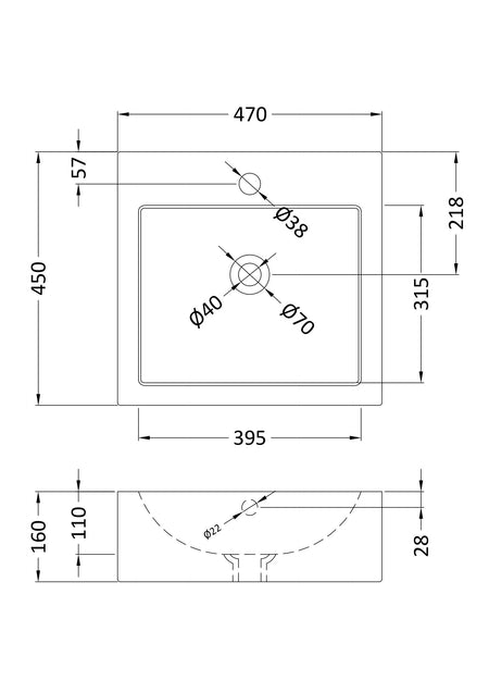 Square Vessel 460 x 470 x 160mm - Mersey Bathrooms Ltd