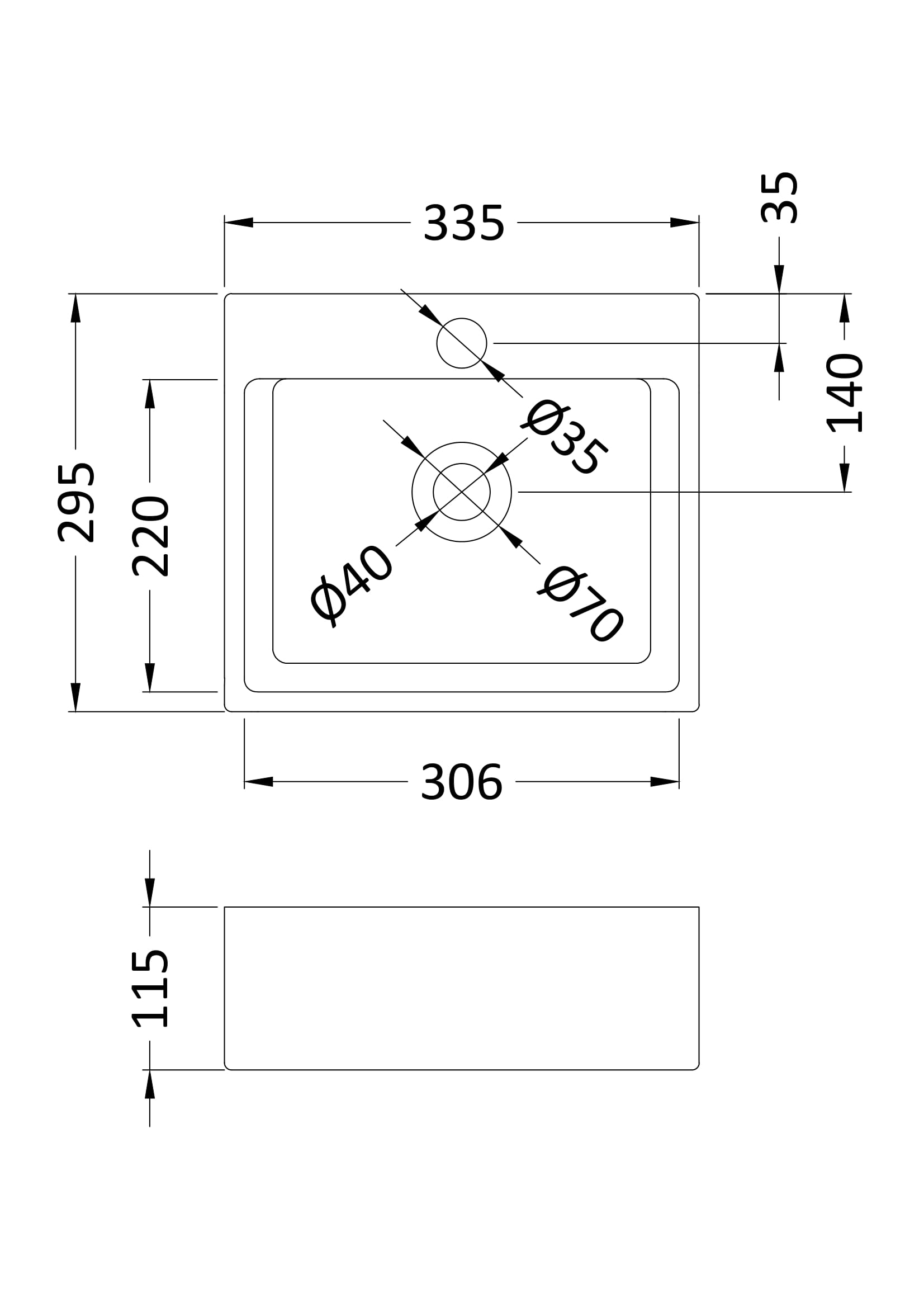 Rectangular Vessel 335 x 295 x 115mm - Mersey Bathrooms Ltd