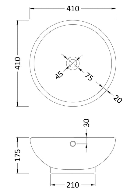 Round Vessel 410 x 410 x 175mm - Mersey Bathrooms Ltd