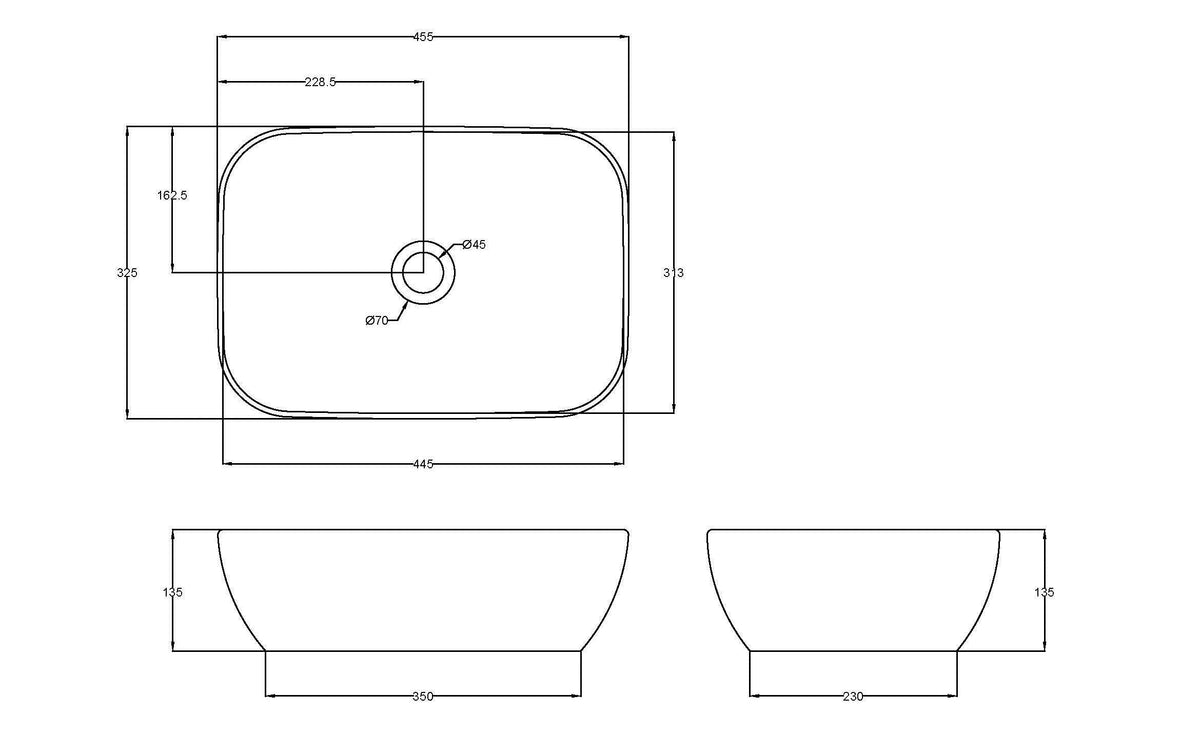 Rectangular Vessel 455 x 325 x 135mm - Mersey Bathrooms Ltd