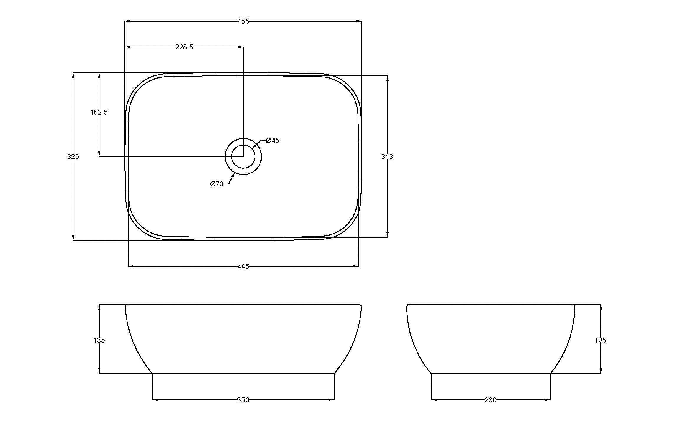 Rectangular Vessel 455 x 325 x 135mm - Mersey Bathrooms Ltd