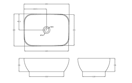 Rectangular Vessel 455 x 325 x 135mm - Mersey Bathrooms Ltd