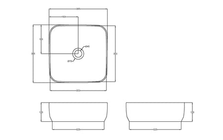 Square Vessel 365 x 365 x 120mm - Mersey Bathrooms Ltd