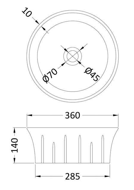 Round Vessel 358 x 368 x 137mm - Mersey Bathrooms Ltd