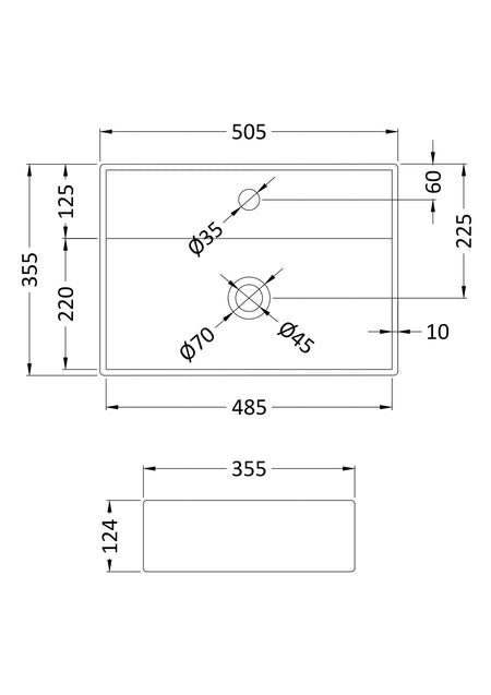 Rectangular Vessel 500 x 350 x 120mm - Mersey Bathrooms Ltd