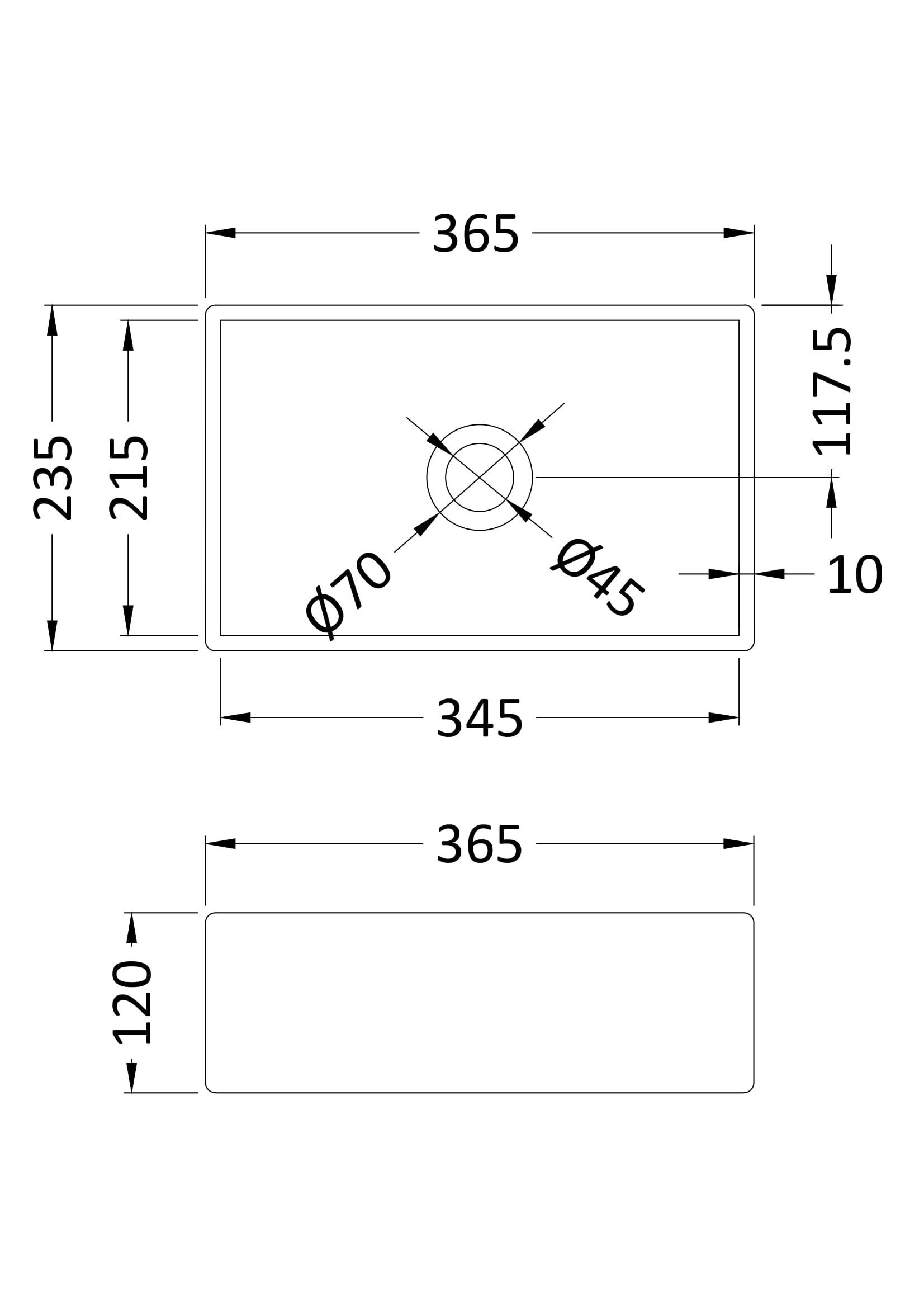 Rectangular Vessel 365 x 235 x 120mm - Mersey Bathrooms Ltd