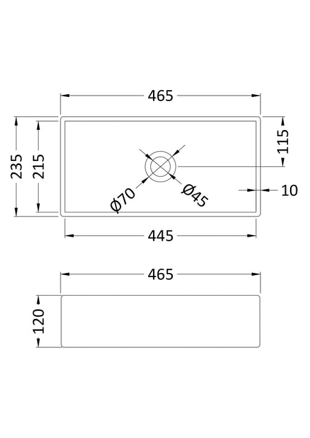 Rectangular Vessel 465 x 235 x 120mm - Mersey Bathrooms Ltd