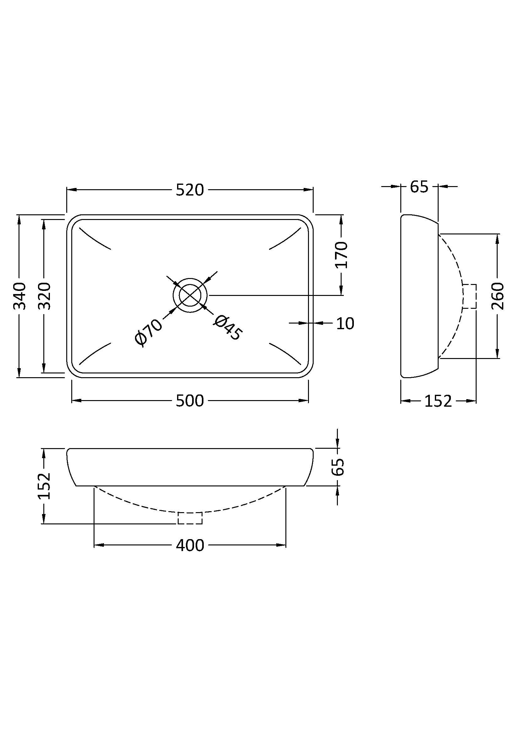 Rectangular Vessel 520 x 340 x 152mm - Mersey Bathrooms Ltd