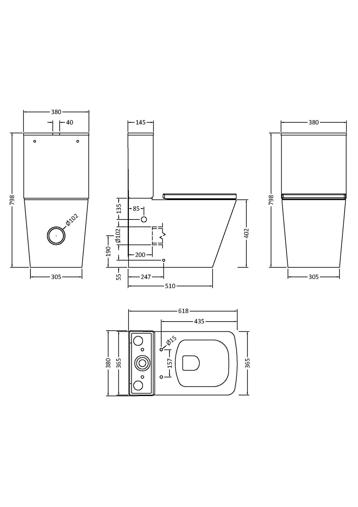 Ava Pan, Cistern & Seat - Mersey Bathrooms Ltd