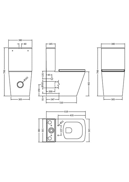 Ava Flush Rimless Toilet Pan, Cistern & Soft Close Seat - Mersey Bathrooms Ltd