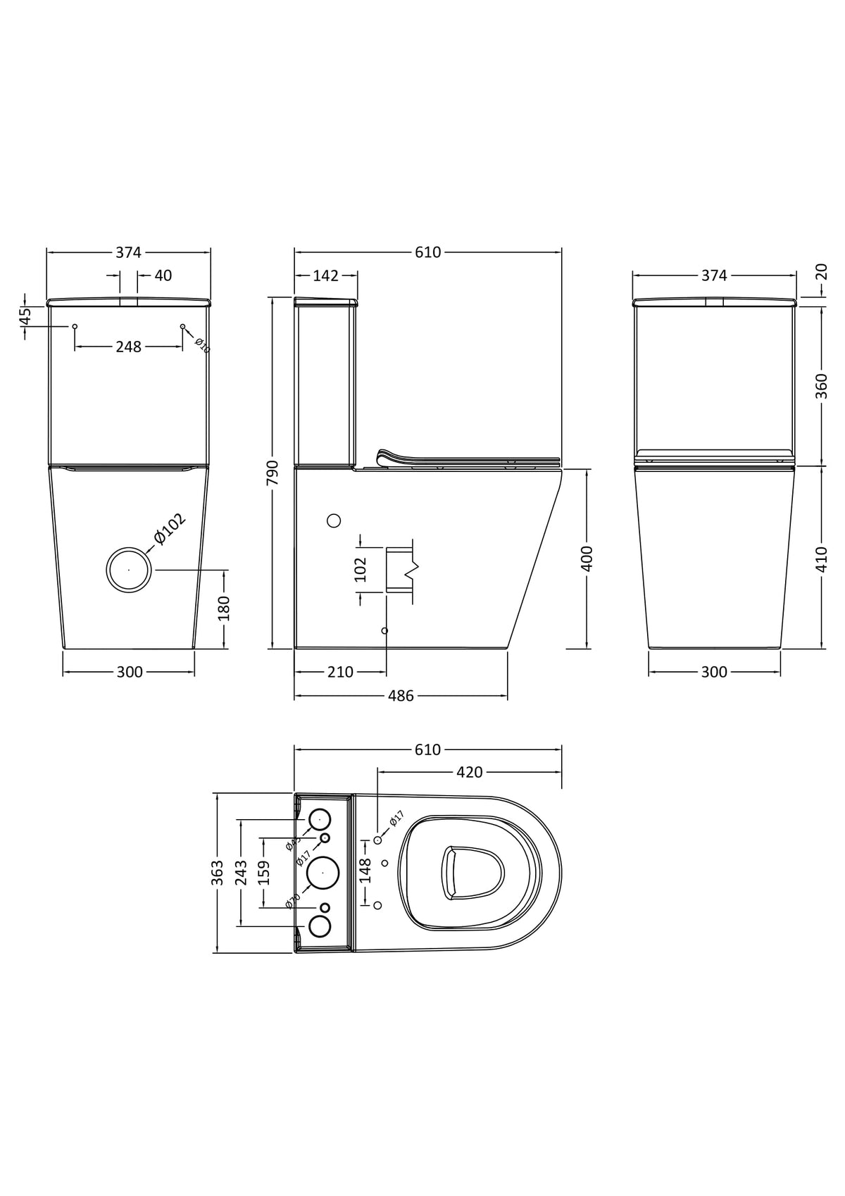 Freya Pan, Cistern & Seat - Mersey Bathrooms Ltd