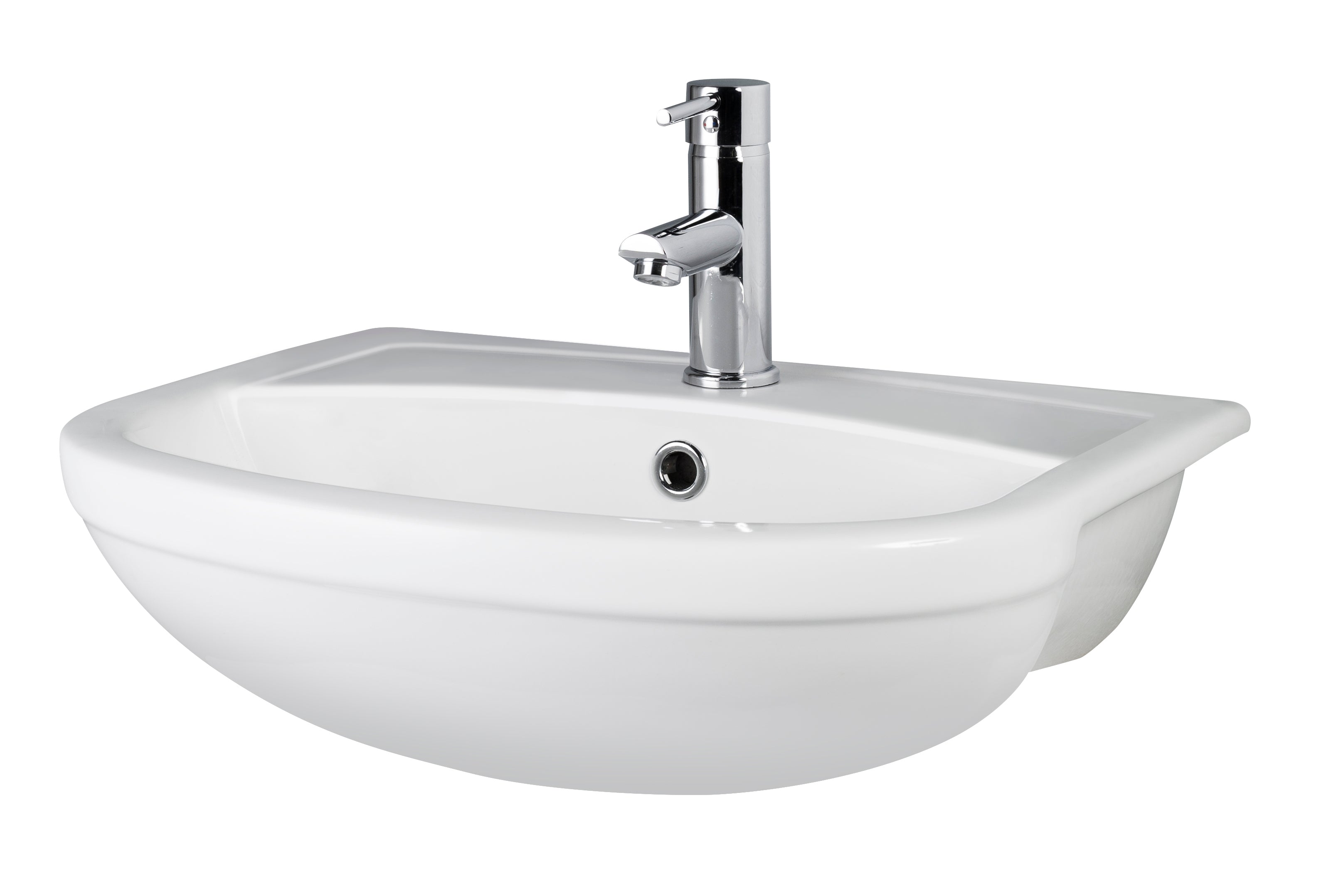 Fusion Fitted Round 1 Tap Hole Semi Recessed Ceramic Basin 500mm - Mersey Bathrooms Ltd