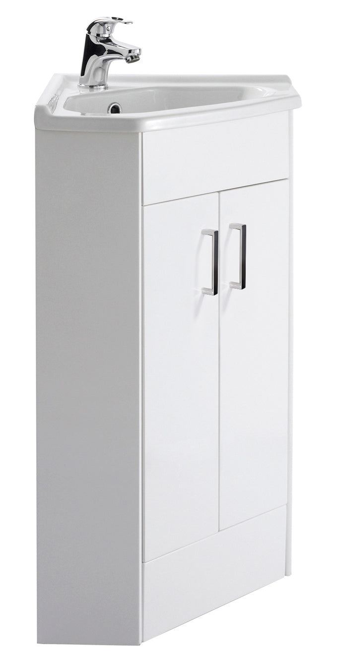 Mayford Floor Standing 2 Door Corner Vanity Unit with Ceramic Basin