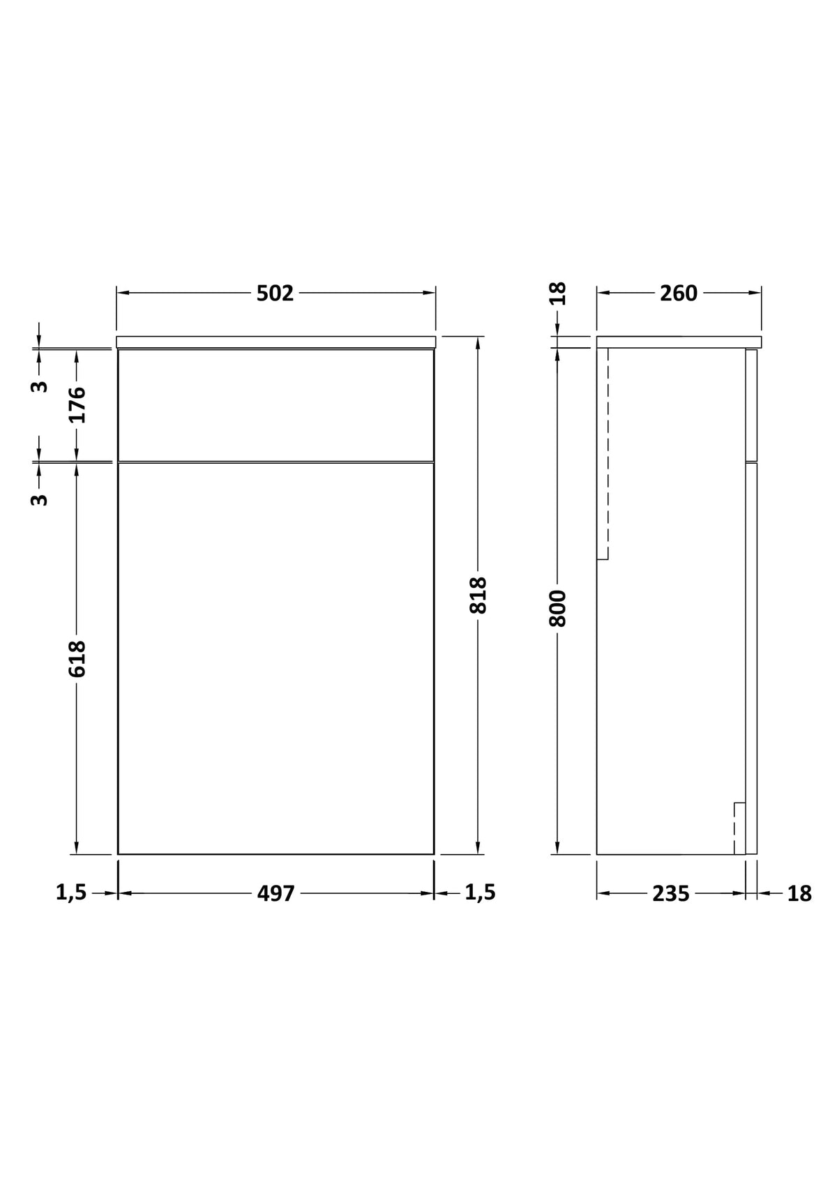 Arno Floor Standing WC Unit 500mm - Mersey Bathrooms Ltd