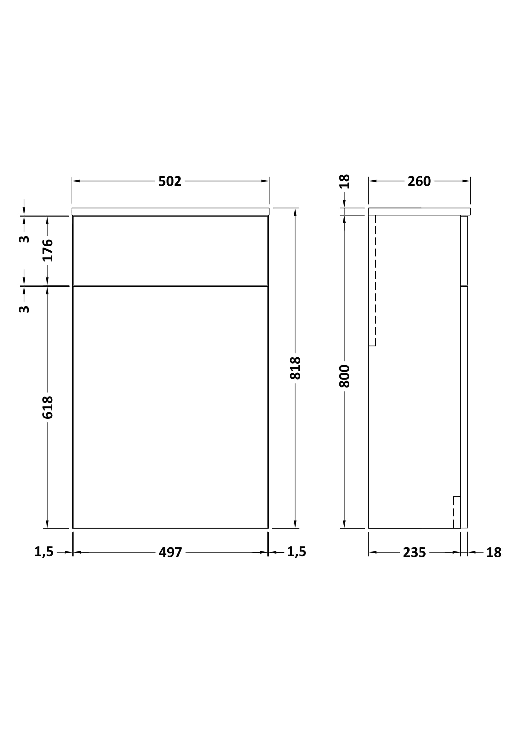 Arno Floor Standing WC Unit 500mm - Mersey Bathrooms Ltd