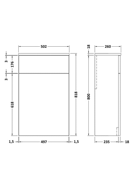 Arno Floor Standing WC Unit 500mm - Mersey Bathrooms Ltd