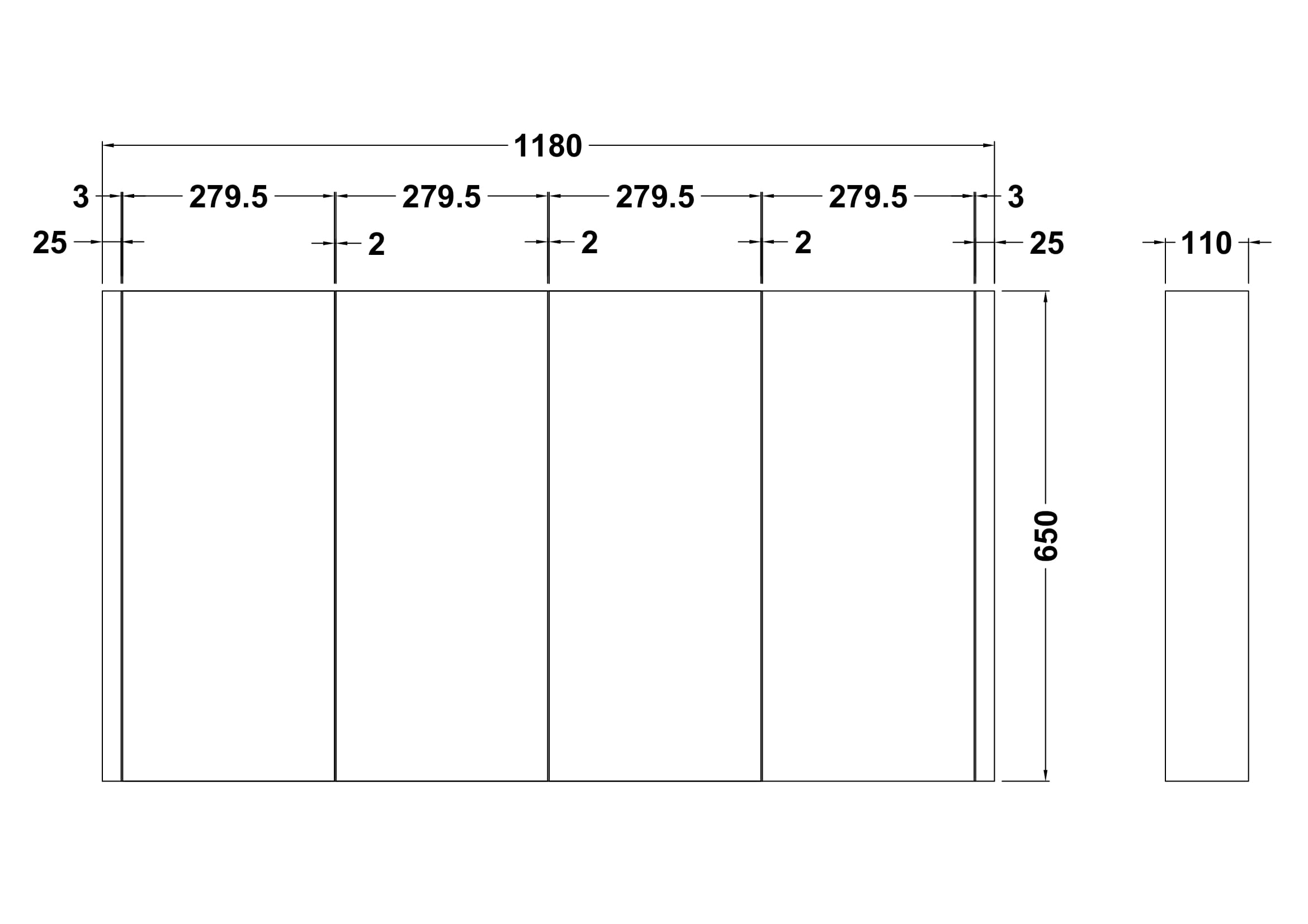 Eden Wall Hung 4 Door Mirror Cabinet 1200mm - Mersey Bathrooms Ltd