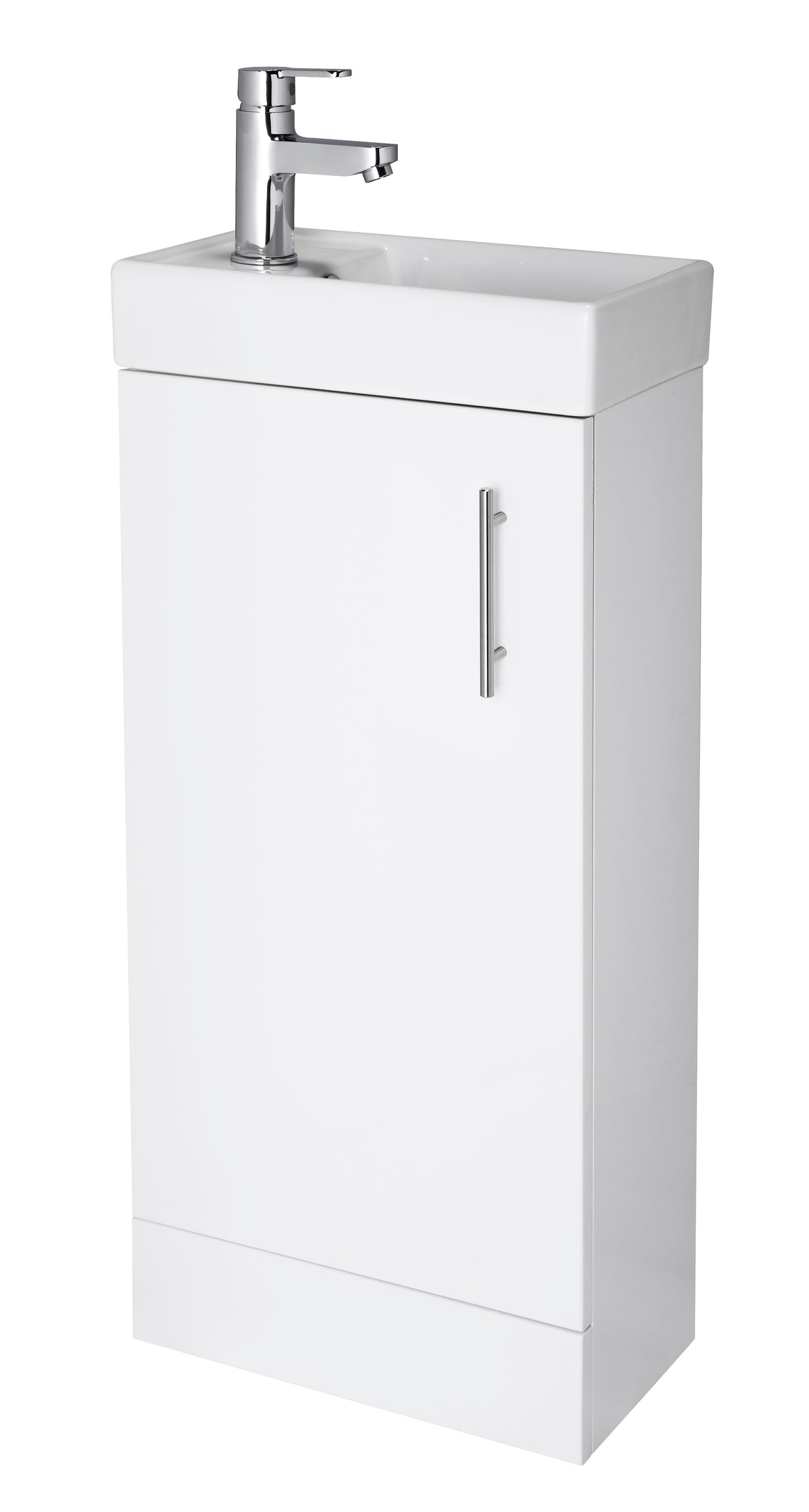 Vault Floor Standing Single Door Compact Vanity Unit with Ceramic Basin 400mm - Mersey Bathrooms Ltd