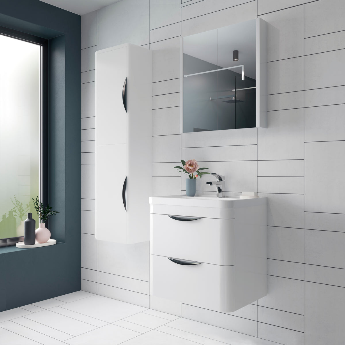 Parade Wall Hung Tall Unit 2 Door 350mm - Mersey Bathrooms Ltd