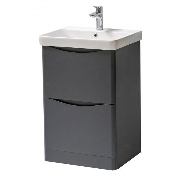 Arc Floor Standing 2-Drawer Vanity Unit - Matt Graphite