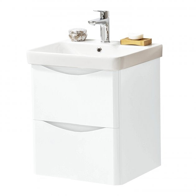 Arc Wall Mounted 2-Drawer Vanity Unit with Basin - Gloss White