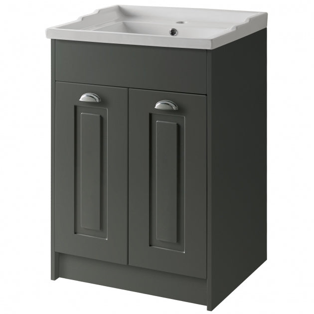 Astley Traditional Floor Standing 2 Door Vanity Unit and Ceramic Basin 600mm