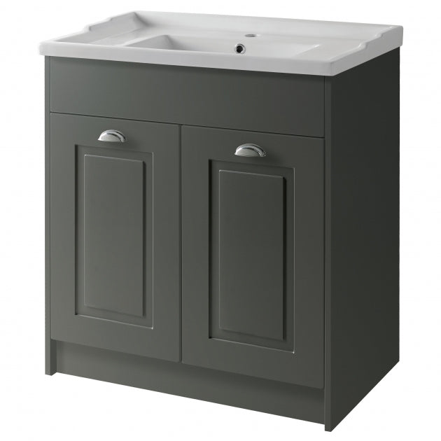 Astley Traditional Floor Standing 2 Door Vanity Unit and Ceramic Basin 800mm