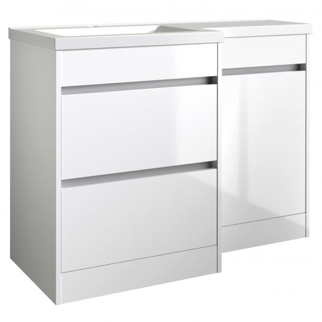 City 2-Drawer Combination Unit with L Shape Basin 1100mm Wide