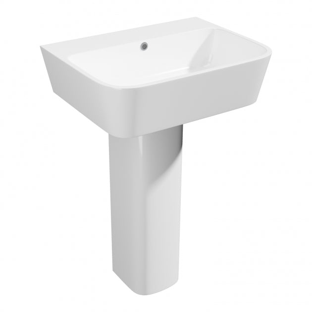 Prestige Genoa Square Basin with Full Pedestal 550mm Wide - 1 Tap Hole