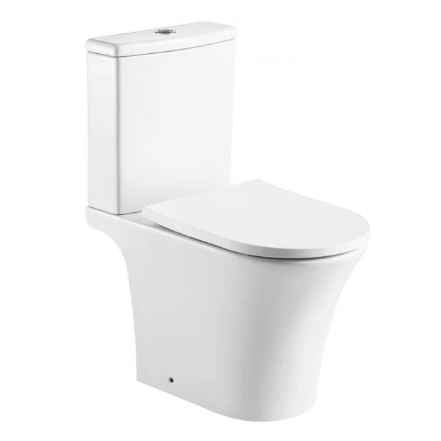 Kameo Round Open Back Close Coupled Rimless Toilet With Cistern and Soft Close Seat