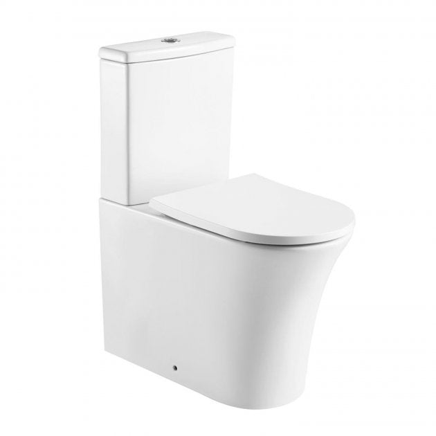 Kameo Round Rimless Fully Back to Wall Close Coupled Toilet With Cistern And Soft Close Seat