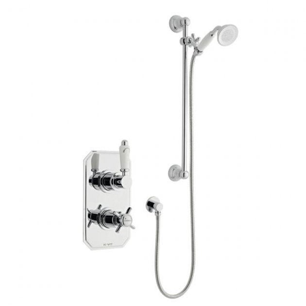 Prestige Klassique Option 1 Thermostatic Concealed Shower Valve with Adjustable Slide Rail Kit - Chrome