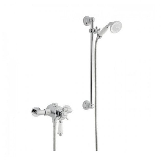 Prestige Klassique Option 4 Thermostatic Exposed Shower Valve with Adjustable Slide Rail Kit - Chrome