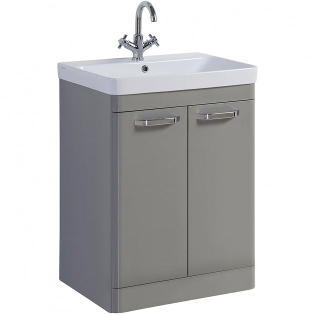 Options 2-Door Floor Standing Vanity Unit with Basin Basalt Grey 1 Tap Hole