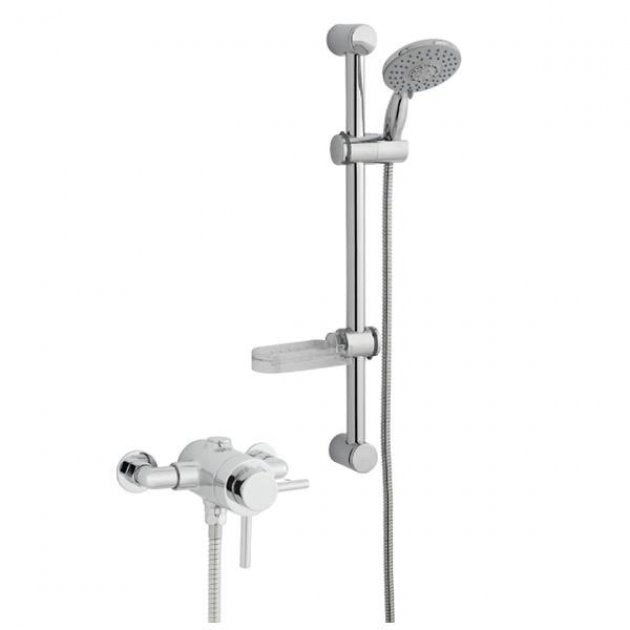 Prestige Plan Option 4 Thermostatic Exposed Shower Valve with Adjustable Slide Rail Kit - Chrome