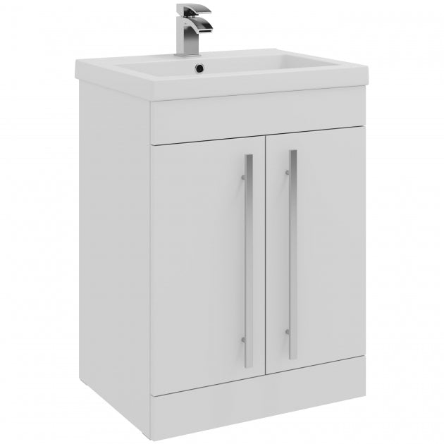 Prestige Purity 2-Door Floor Standing Vanity Unit with Mid Depth Ceramic Basin 600mm Wide