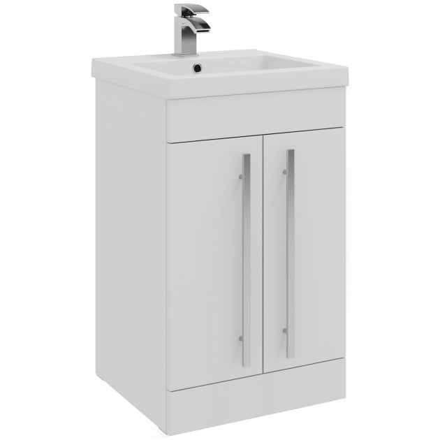 Kartell K-Vit Purity 500mm Floor Standing 2 Door Vanity Unit & Mid Depth Basin