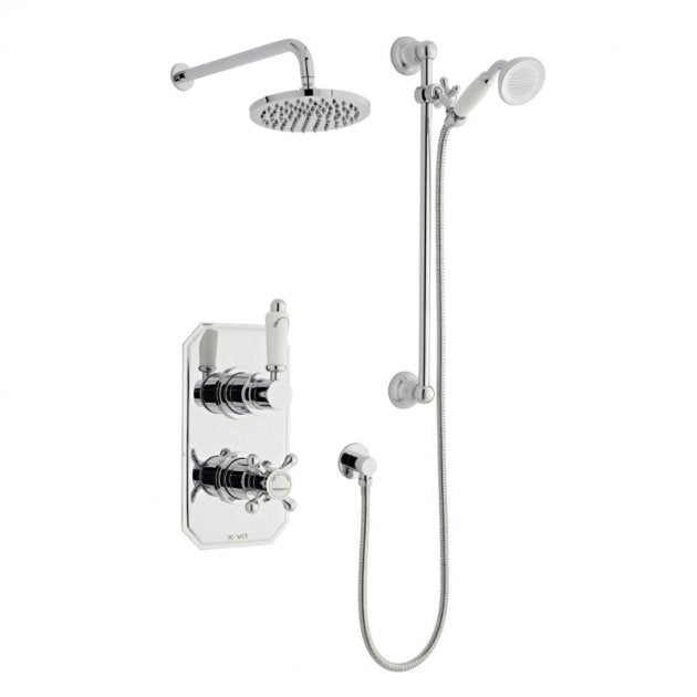 Prestige Viktory Thermostatic Dual Concealed Mixer Shower Adjustable Slide Rail Kit + Fixed Head