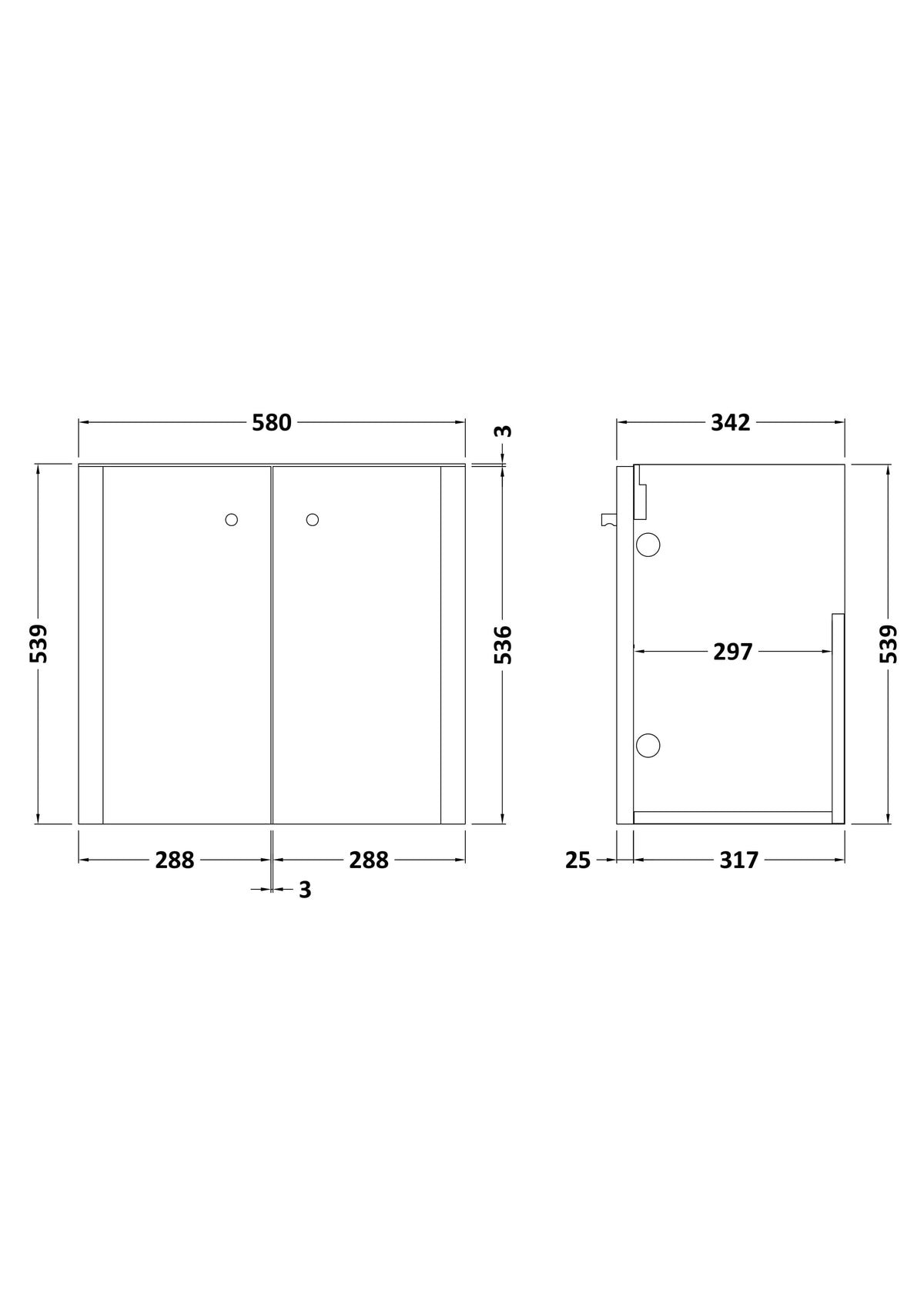 Core 600mm Wall Hung 2-Door Unit - Mersey Bathrooms Ltd