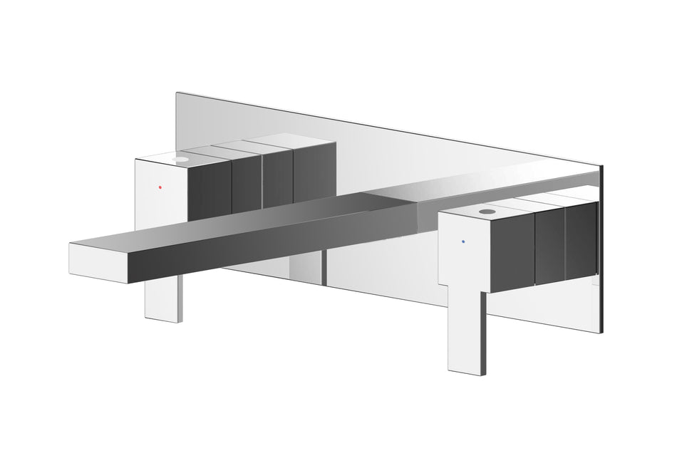 Sanford Wall Mounted 3 Tap Hole Basin Mixer With Plate