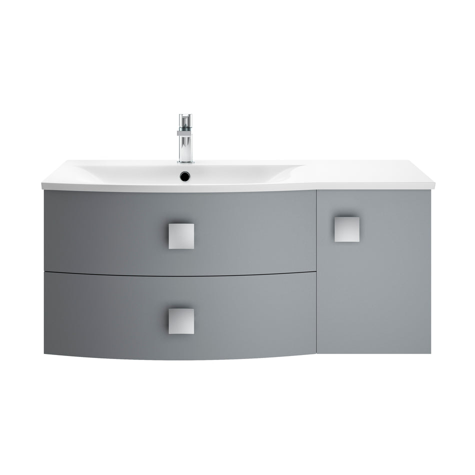 HR Sarenna Wall Hung Left Hand 2 Drawer 1 Door Vanity Unit with Polymarble Basin 1000mm