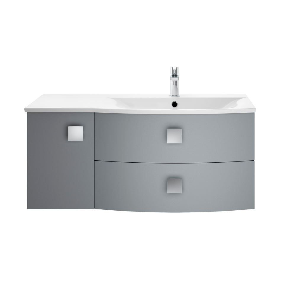 HR Sarenna Wall Hung Right Hand 2 Drawer 1 Door Vanity Unit with Polymarble Basin 1000mm