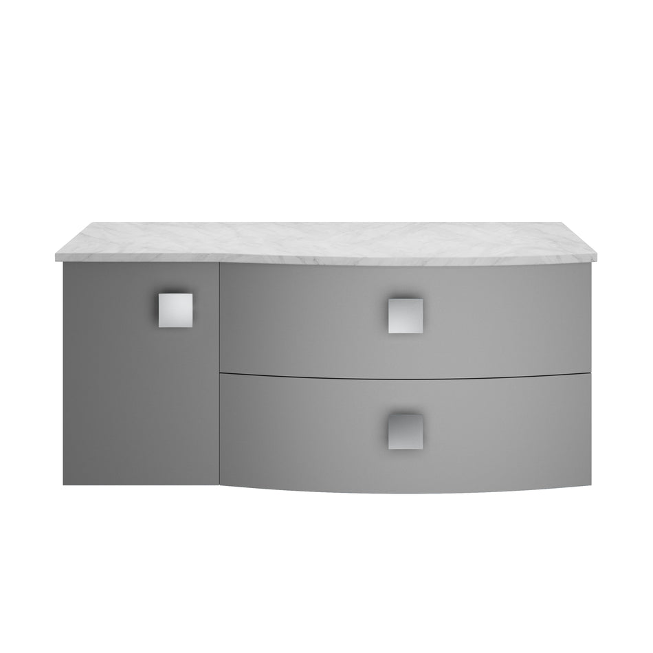 HR Sarenna Wall Hung Right Hand 2 Drawer 1 Door Vanity Unit with Grey Marble Top 1000mm