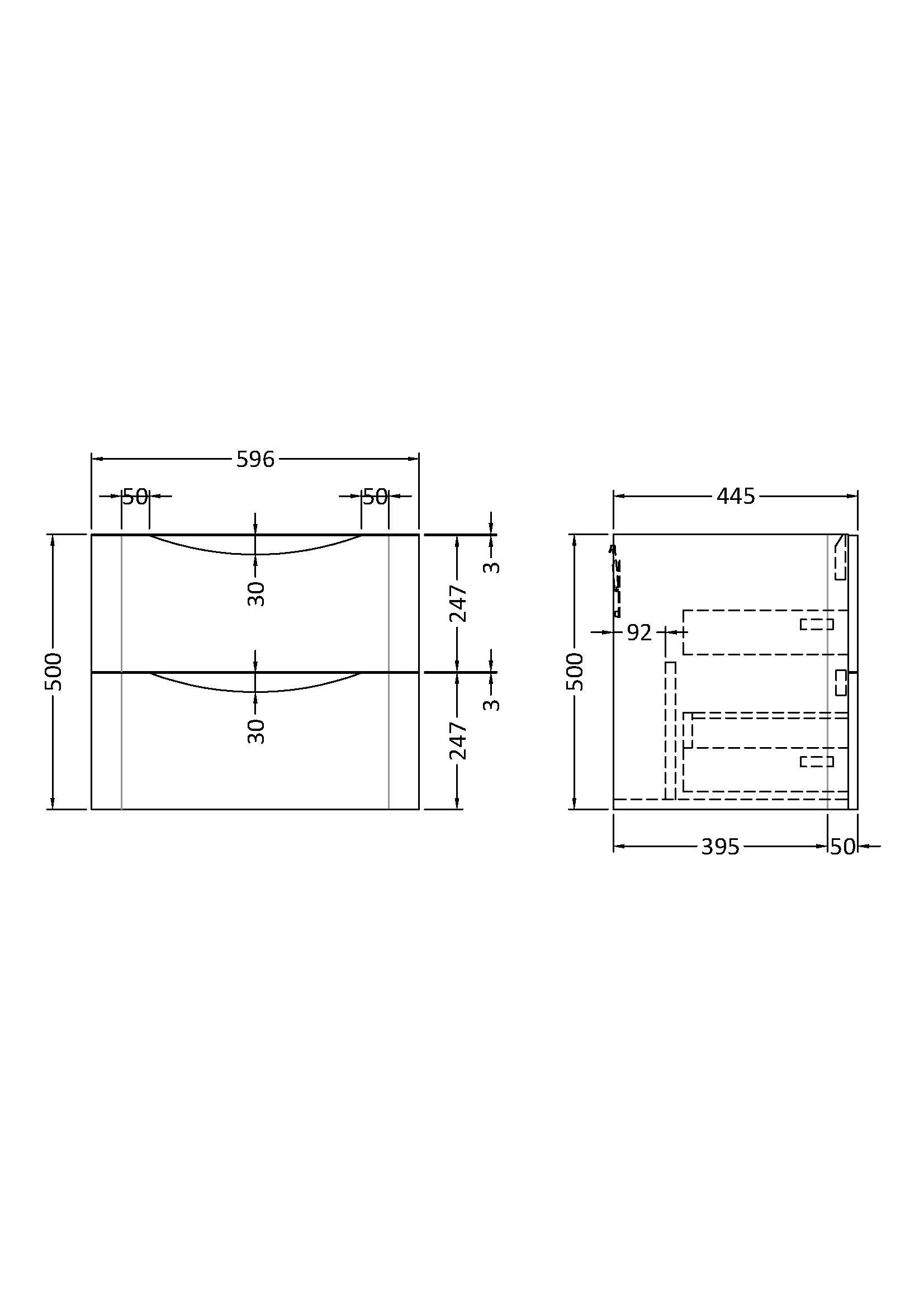 Components Wall Hung 2 Drawer Unit, 600mm - Mersey Bathrooms Ltd