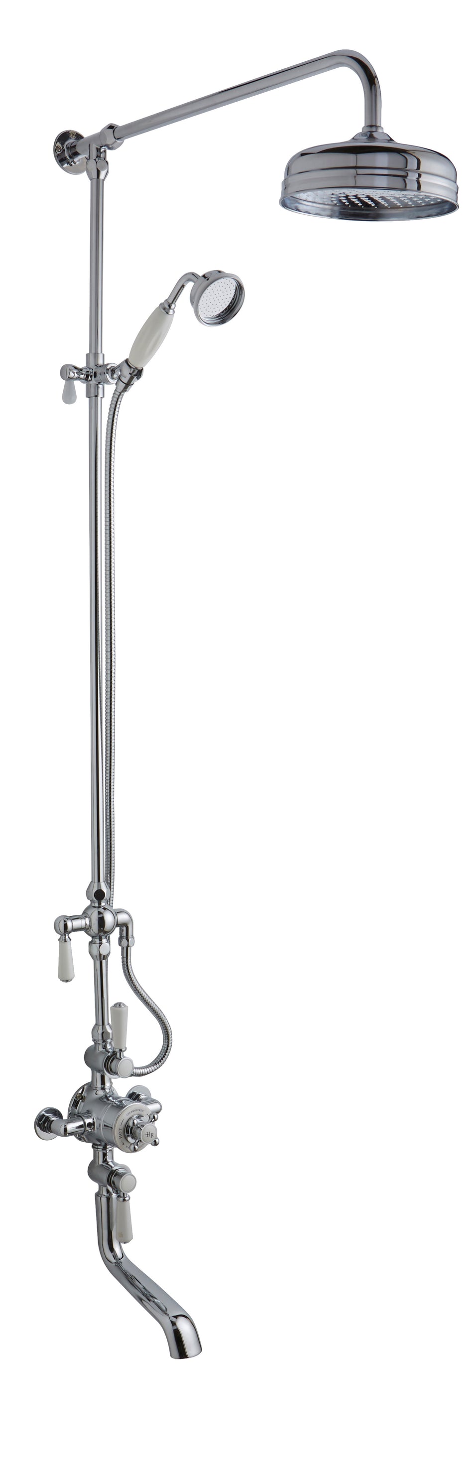 HR White Topaz Triple Thermostatic Shower Valve With Rigid Riser