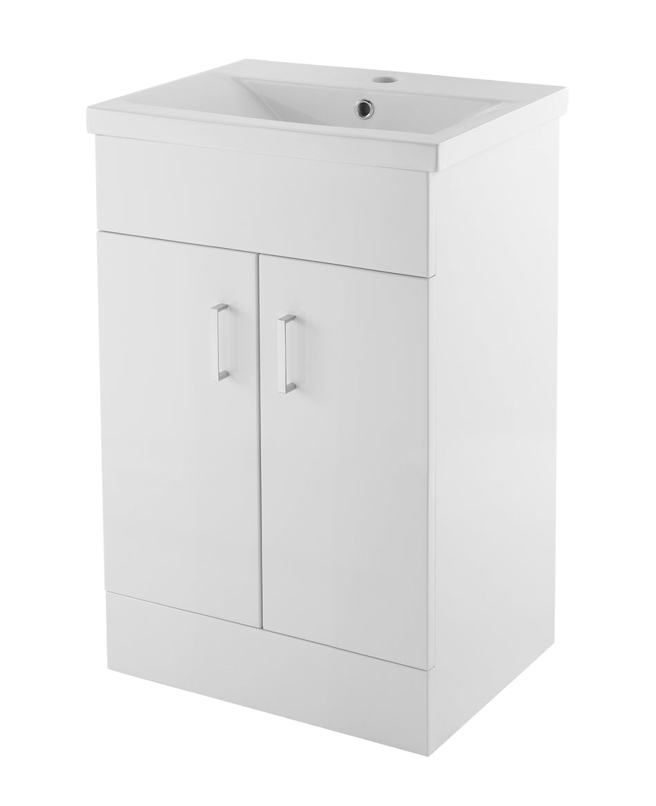 Eden Floor Standing 2 Door Vanity Unit with Mid-Edge Basin 500mm - Mersey Bathrooms Ltd