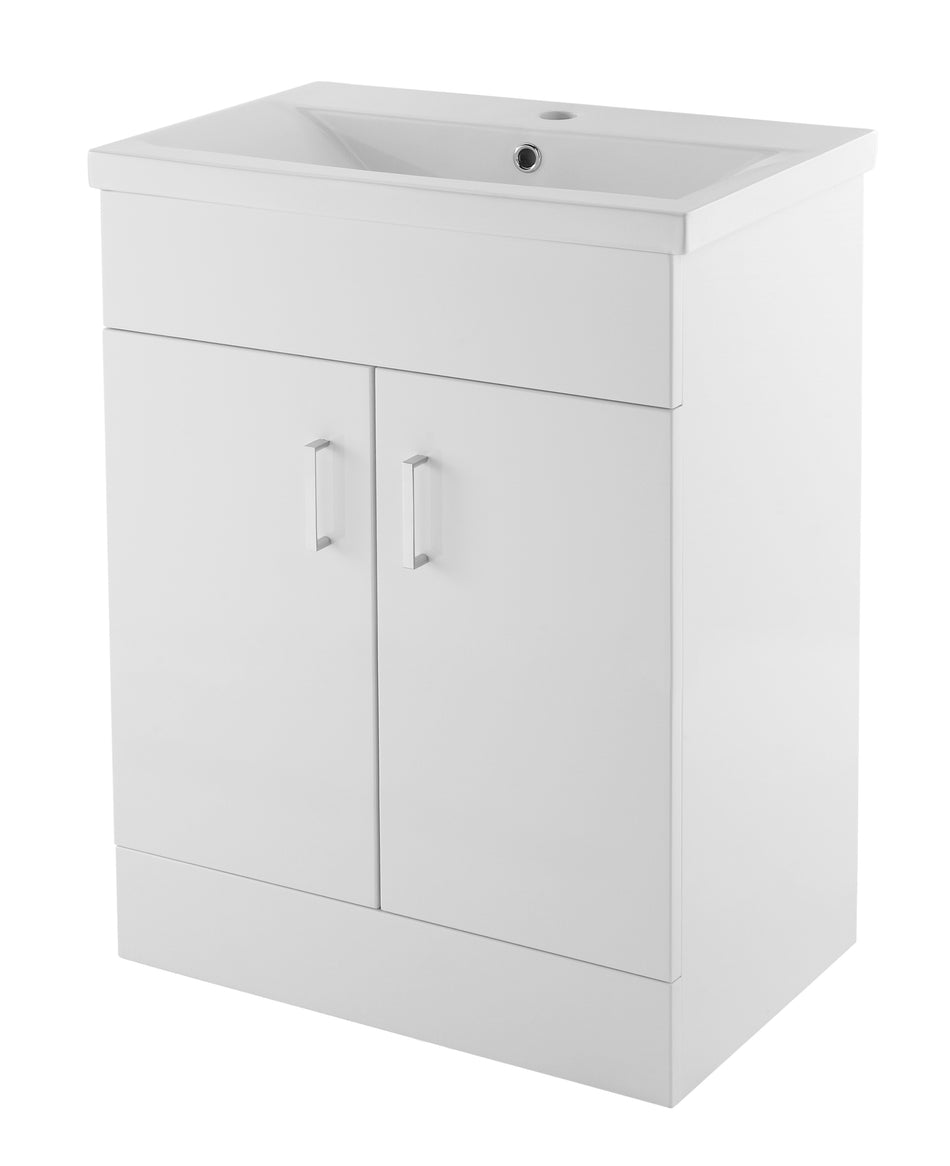 Eden Floor Standing 2 Door Vanity Unit with Mid-Edge Basin 600mm - Mersey Bathrooms Ltd