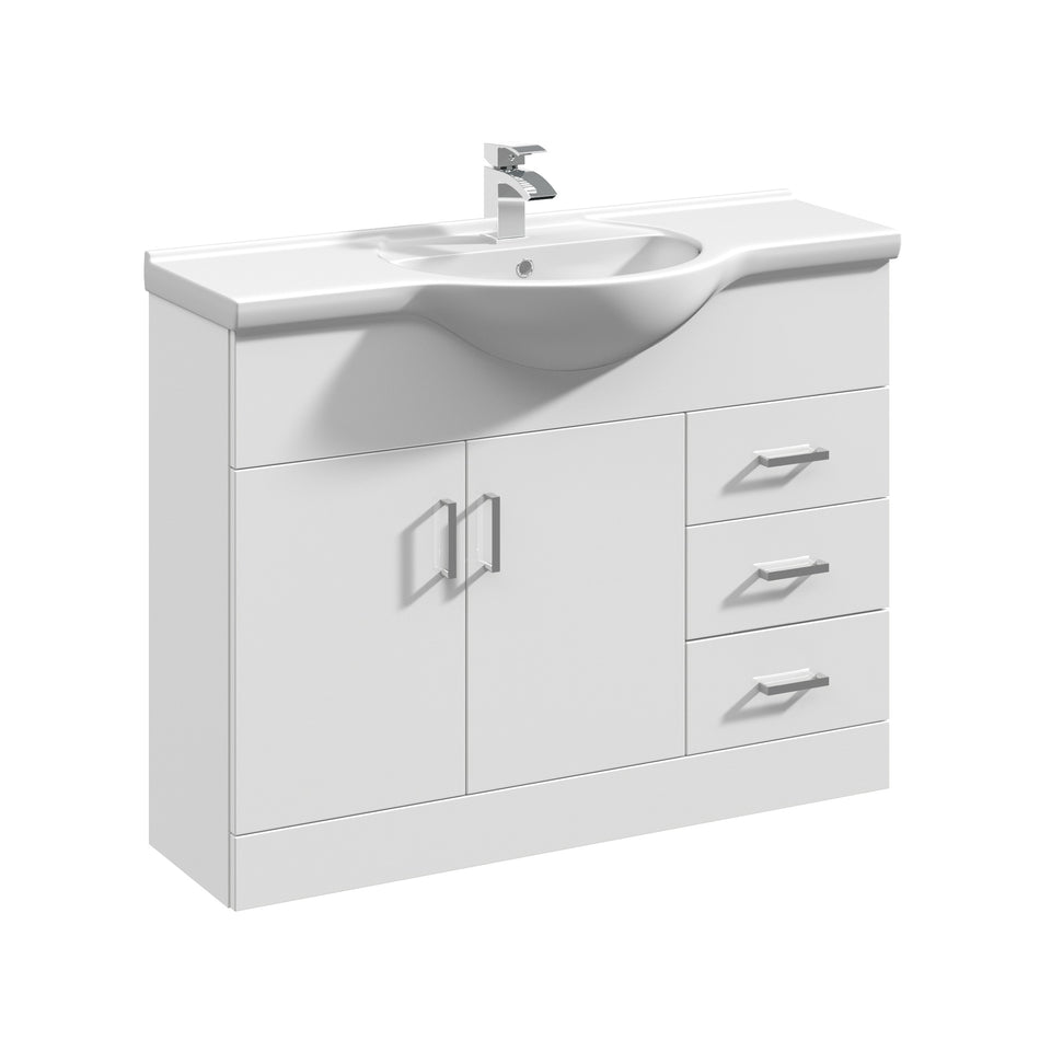 Mayford Floor Standing 2 Door 3 Drawer Vanity Unit with Round Basin 1050mm